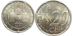 20 Eurocent Republic of Austria (1955 - ) Cuivre 