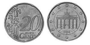 20 Eurocent Repubblica Federale di Germania (1990 - ) Ottone 