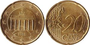 20 Eurocent Repubblica Federale di Germania (1990 - ) Ottone 