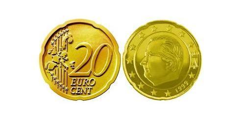 20 Eurocent Bélgica Tin/Aluminio/Cobre/Zinc Albert II de Bélgica