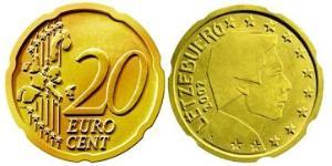 20 Eurocent Luxemburgo Tin/Aluminio/Cobre/Zinc 