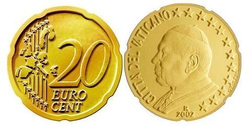 20 Eurocent Vatican (1926-) Tin/Aluminio/Cobre/Zinc John Paul II (1920 - 2005)