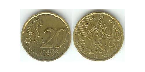 20 Eurocent French Fifth Republic (1958 - ) Tin/Aluminium/Copper/Zinc 