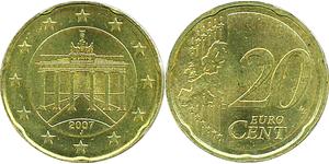 20 Eurocent 德国 Tin/铝/銅/Zinc 