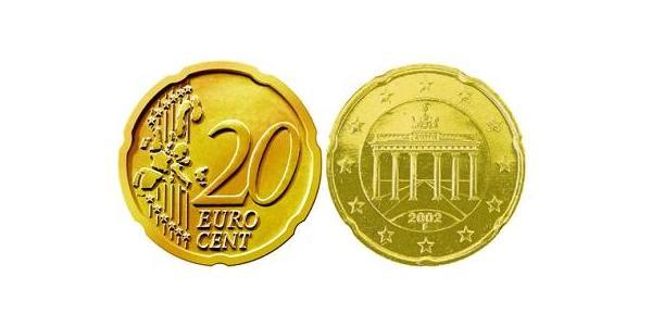 20 Eurocent 德国 Tin/铝/銅/Zinc 