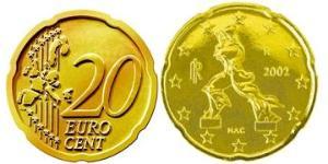 20 Eurocent 意大利 Tin/铝/銅/Zinc 