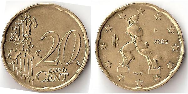 20 Eurocent 意大利 Tin/铝/銅/Zinc 