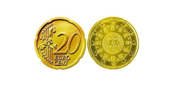 20 Eurocent 葡萄牙 Tin/铝/銅/Zinc 