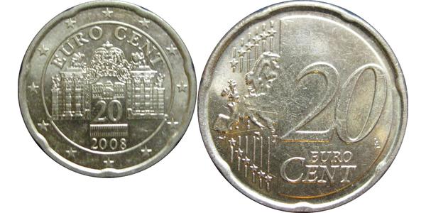 20 Eurocent 奥地利 銅 