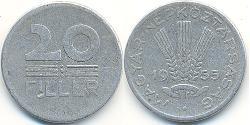 20 Filler République populaire de Hongrie (1949 - 1989) Aluminium 