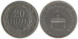 20 Filler Royaume de Hongrie (1000-1918) Nickel 