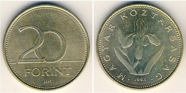 20 Forint Hungary (1989 - ) Brass 