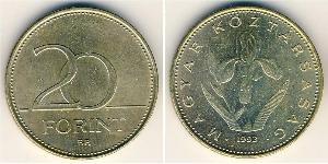 20 Forint Hungría (1989 - ) Latón 