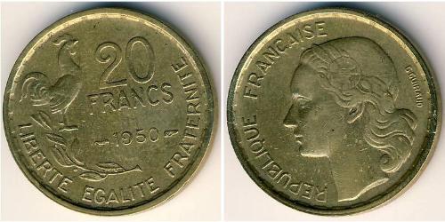 20 Franc Quarta Repubblica francese (1946-1958) Alluminio/Bronzo 