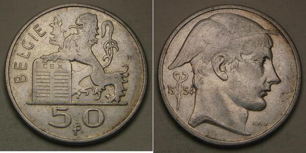 20 Franc Belgio Argento Leopoldo III del Belgio