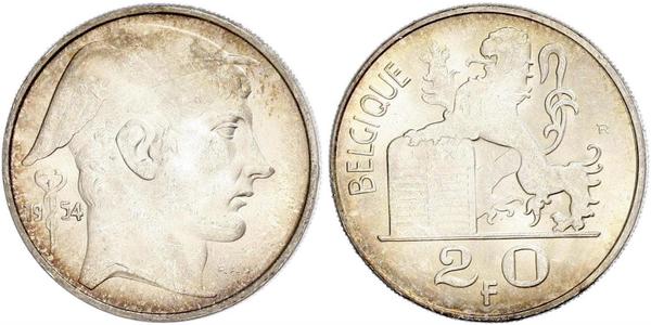 20 Franc Belgio Argento 