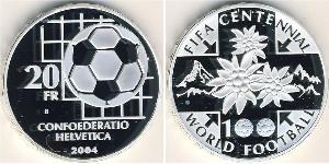 20 Franc Svizzera Argento 