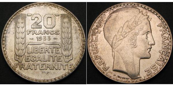 20 Franc Terza Repubblica francese (1870-1940)  Argento 