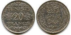 20 Franc Tunisia Argento 