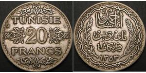20 Franc Tunisia Argento 
