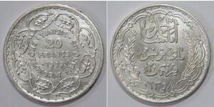 20 Franc Tunisia Argento Ahmad II ibn Ali