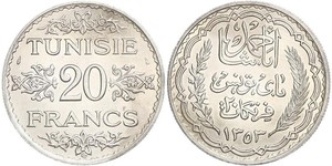 20 Franc Tunisia Argento 