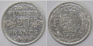 20 Franc Tunisia Argento 