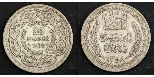 20 Franc Tunisia Argento Ahmad II ibn Ali