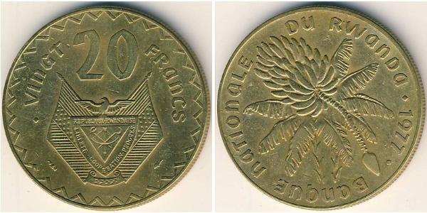 20 Franc Rwanda Brass 