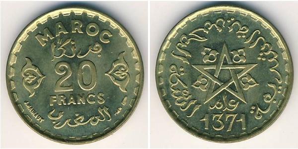 20 Franc Marruecos Bronce 