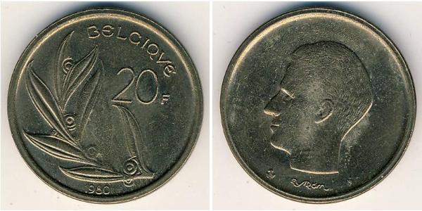 20 Franc Belgium Bronze/Nickel 