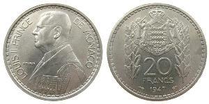 20 Franc Monaco Cuivre/Nickel Louis II de Monaco (1870-1949)