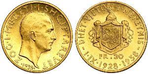 20 Franc Albanien / Königreich Albanien (1928-1939) Gold Zog I, Skanderbeg III of Albania