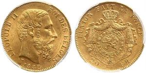 20 Franc Belgien Gold Leopold II (1835 - 1909)