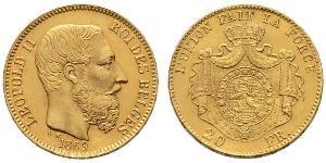 20 Franc Belgien Gold Leopold II (1835 - 1909)