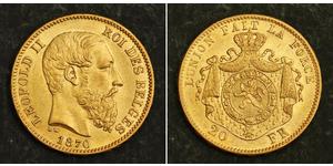 20 Franc Belgien Gold Leopold II (1835 - 1909)