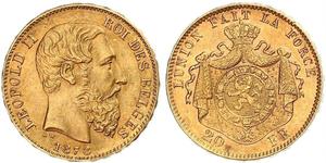 20 Franc Belgien Gold Leopold II (1835 - 1909)