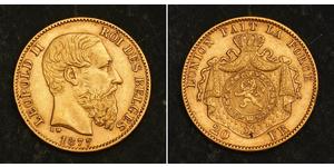 20 Franc Belgien Gold Leopold II (1835 - 1909)