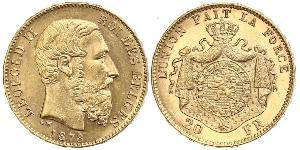 20 Franc Belgien Gold Leopold II (1835 - 1909)