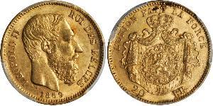 20 Franc Belgien Gold Leopold II (1835 - 1909)