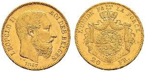 20 Franc Belgien Gold Leopold II (1835 - 1909)