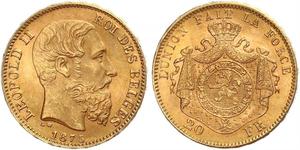 20 Franc Belgium Gold Leopold II of Belgium(1835 - 1909)