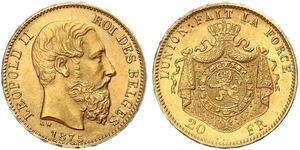 20 Franc Belgium Gold Leopold II of Belgium(1835 - 1909)