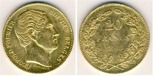 20 Franc Belgium Gold Leopold I of Belgium (1790-1865)