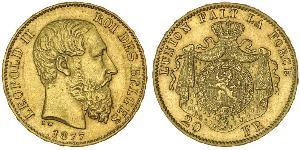 20 Franc Belgium Gold Leopold II of Belgium(1835 - 1909)