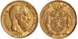 20 Franc Belgium Gold Leopold II of Belgium(1835 - 1909)