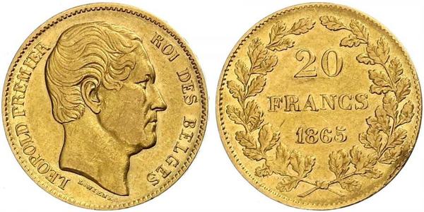 20 Franc Belgium Gold Leopold I of Belgium (1790-1865)