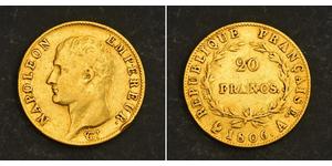 20 Franc Erstes Kaiserreich (1804-1814) Gold Napoleon Bonaparte(1769 - 1821)