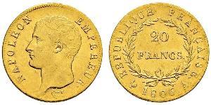 20 Franc Erstes Kaiserreich (1804-1814) Gold Napoleon Bonaparte(1769 - 1821)