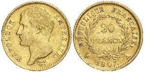 20 Franc First French Empire (1804-1814) Gold Napoleon (1769 - 1821)